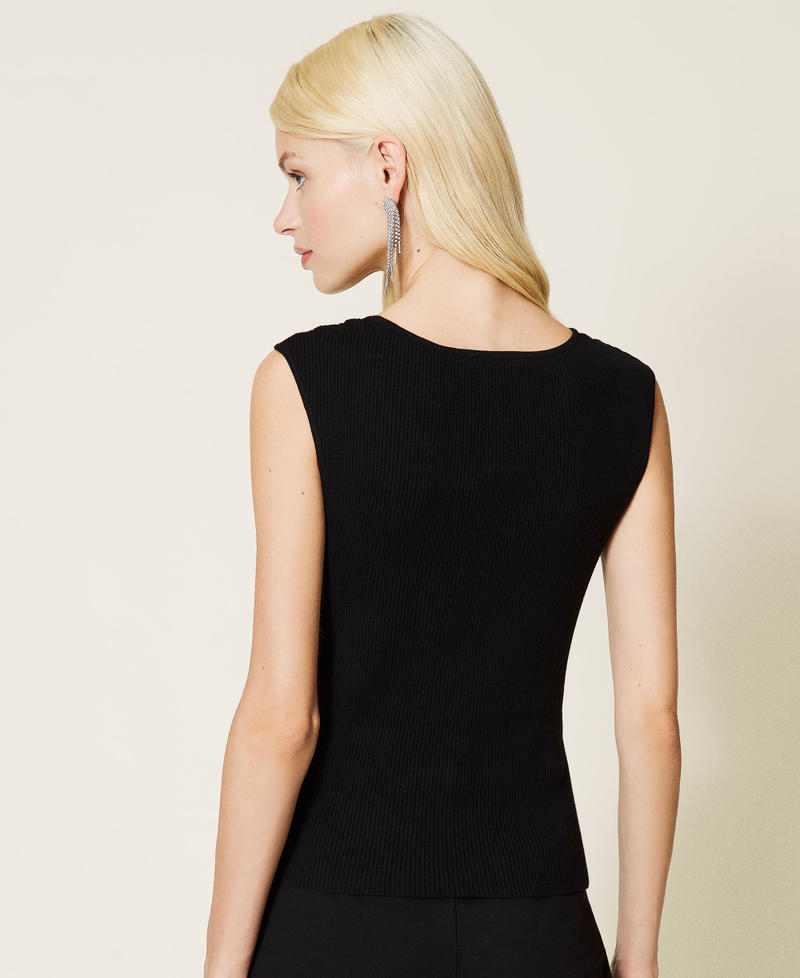 Ribbed top and cropped jumper Black Woman 212AP3140-06