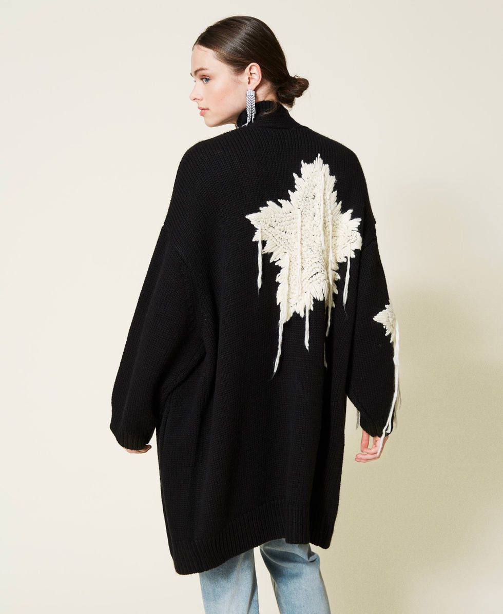 Knit cat with star embroidery Woman, White | TWINSET Milano