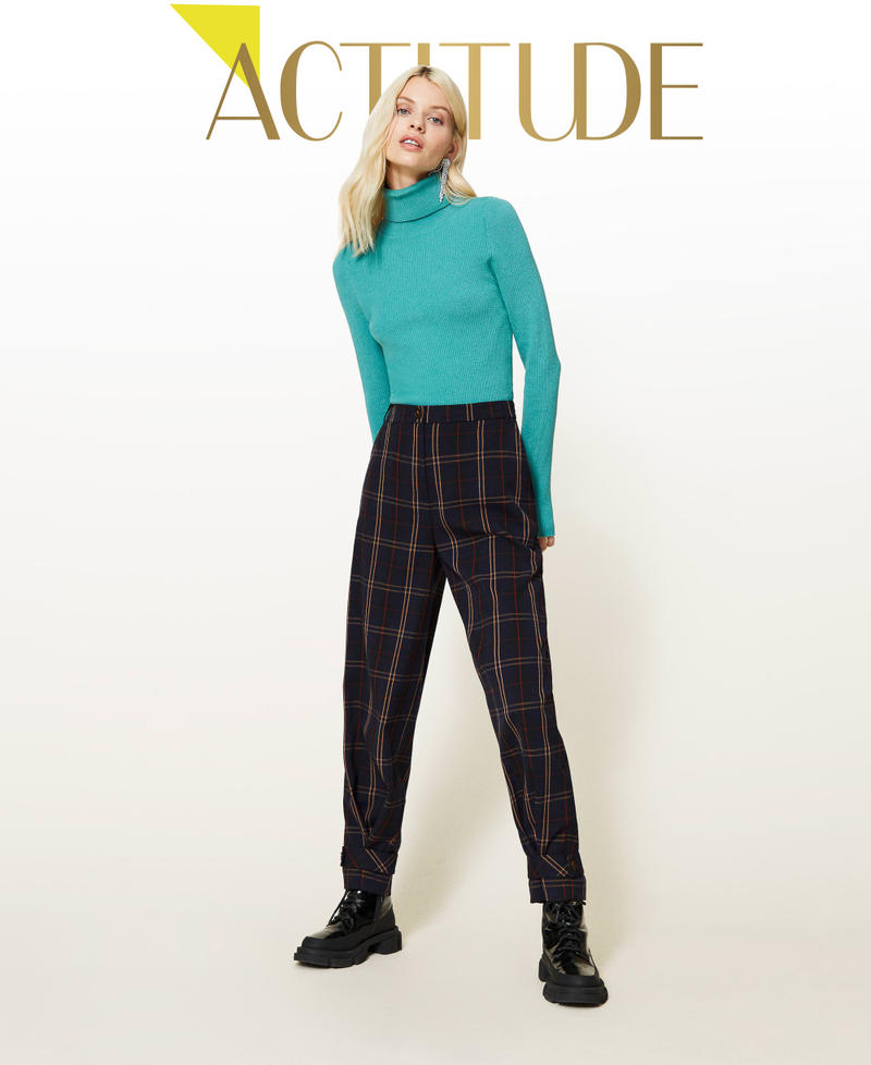 Ribbed turtleneck jumper "Lotus" Green Woman 212AP3215-01