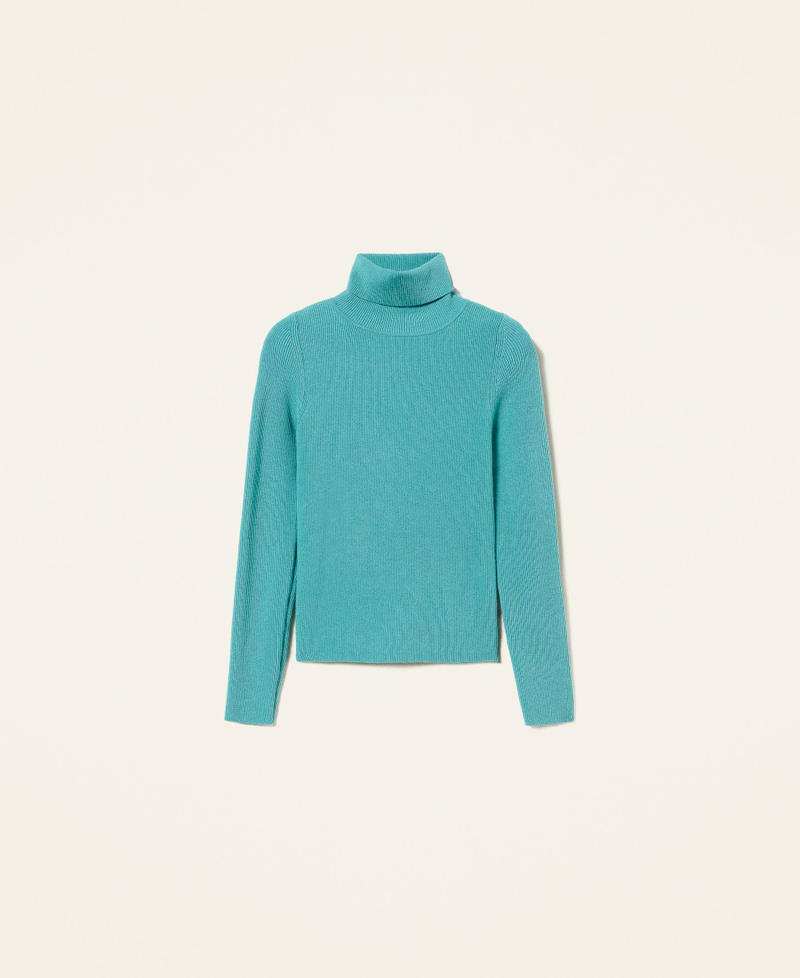 Ribbed turtleneck jumper "Lotus" Green Woman 212AP3215-0S