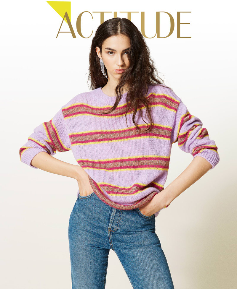 'Galaxite' jumper with multicolour stripes &ldquo;Sweet Lilac&rdquo; Purple Multicolour Stripe Woman 212AP3220-01