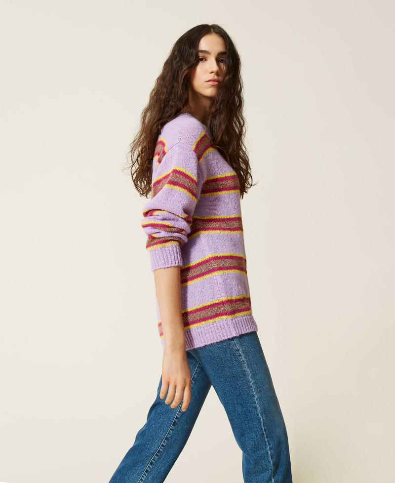 'Galaxite' jumper with multicolour stripes &ldquo;Sweet Lilac&rdquo; Purple Multicolour Stripe Woman 212AP3220-03