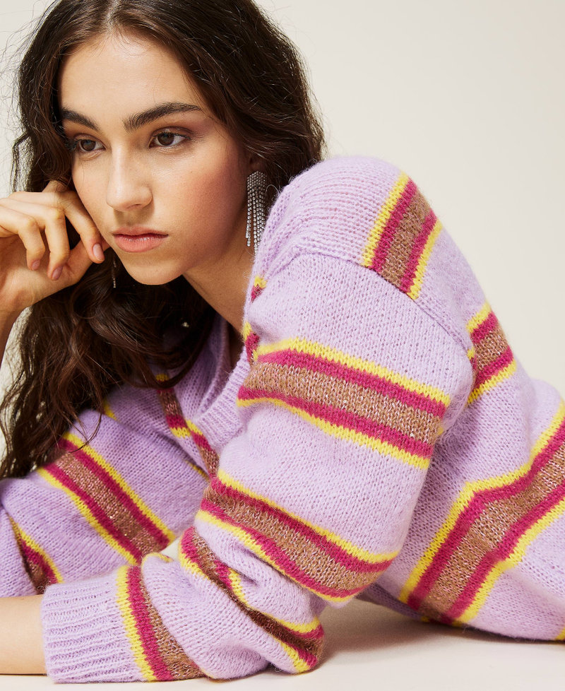'Galaxite' jumper with multicolour stripes &ldquo;Sweet Lilac&rdquo; Purple Multicolour Stripe Woman 212AP3220-05