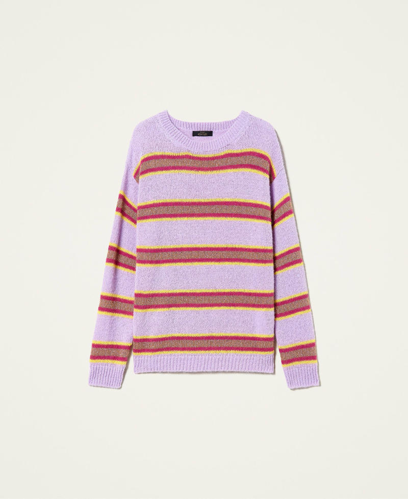 'Galaxite' jumper with multicolour stripes “Sweet Lilac” Purple Multicolour Stripe Woman 212AP3220-0S
