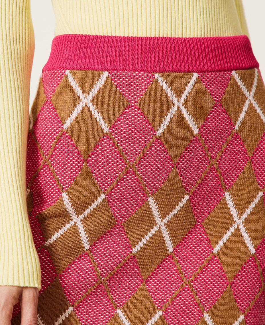 Minigonna jacquard 'Coltan' a quadri Multicolor Purple Berry / Marrone "Panama" Donna 212AP3235-06