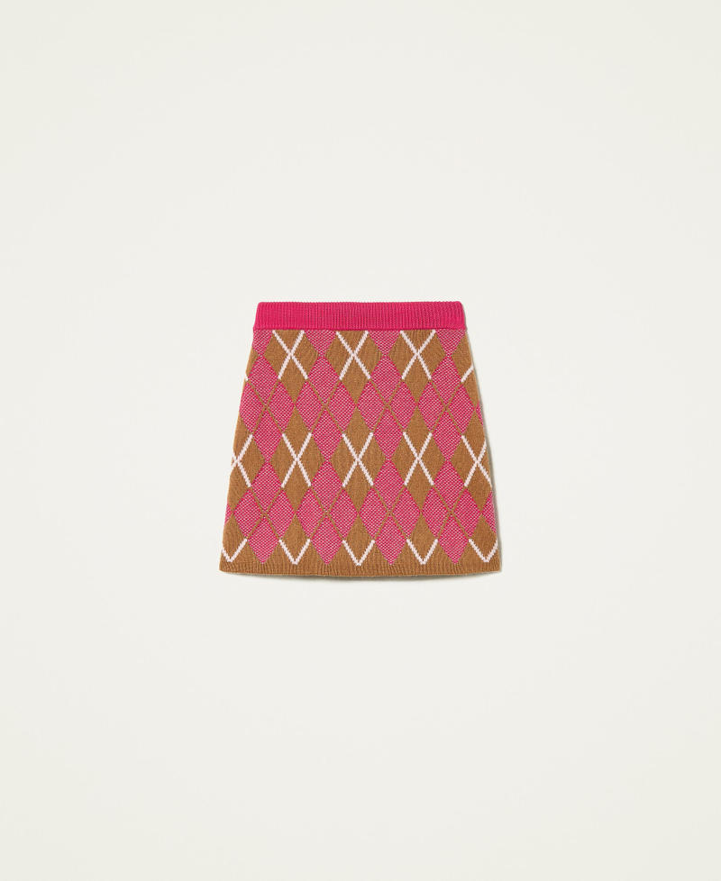 Minigonna jacquard 'Coltan' a quadri Multicolor Purple Berry / Marrone "Panama" Donna 212AP3235-0S