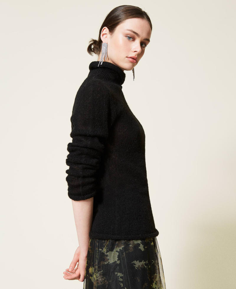 Alpaca blend turtleneck jumper Black Woman 212AP3242-02