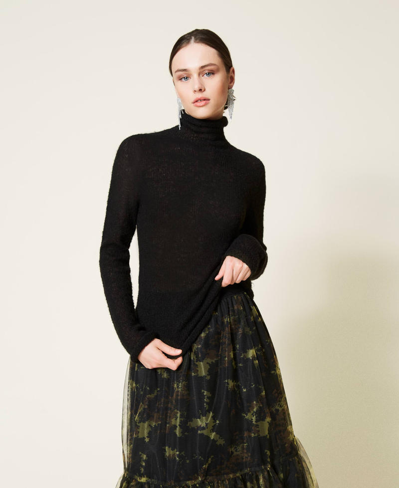 Alpaca blend turtleneck jumper Black Woman 212AP3242-05
