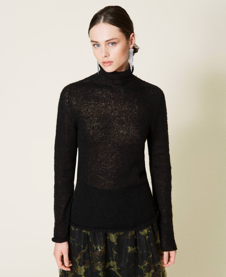 Alpaca blend turtleneck jumper Black Woman 212AP3242-06