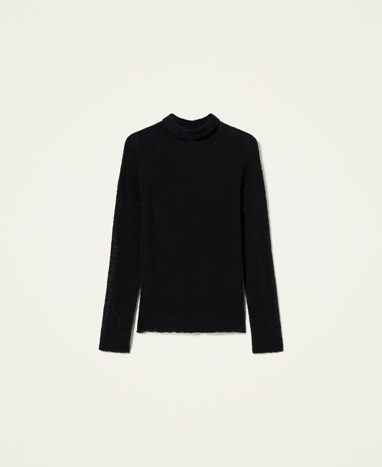 Alpaca blend turtleneck jumper Black Woman 212AP3242-0S