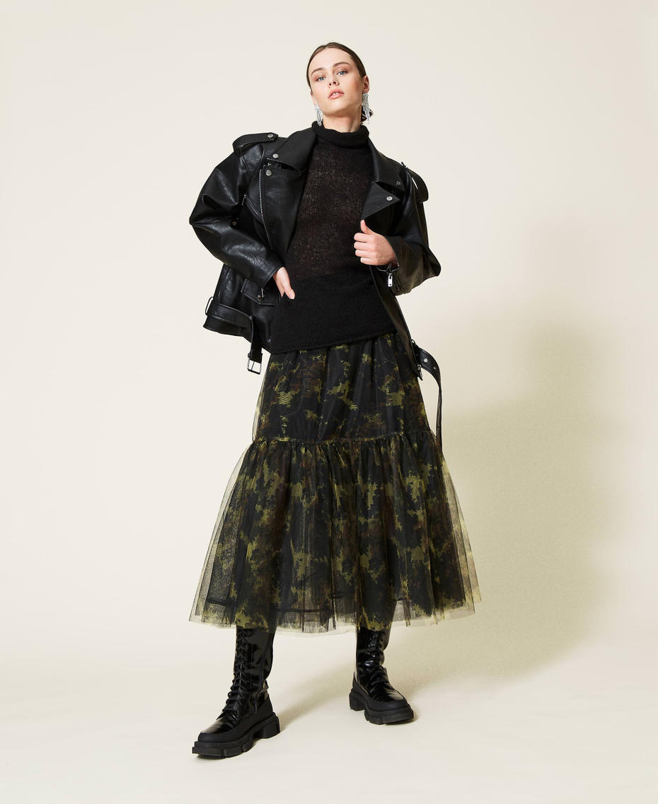 Alpaca blend turtleneck jumper Black Woman 212AP3242-0T