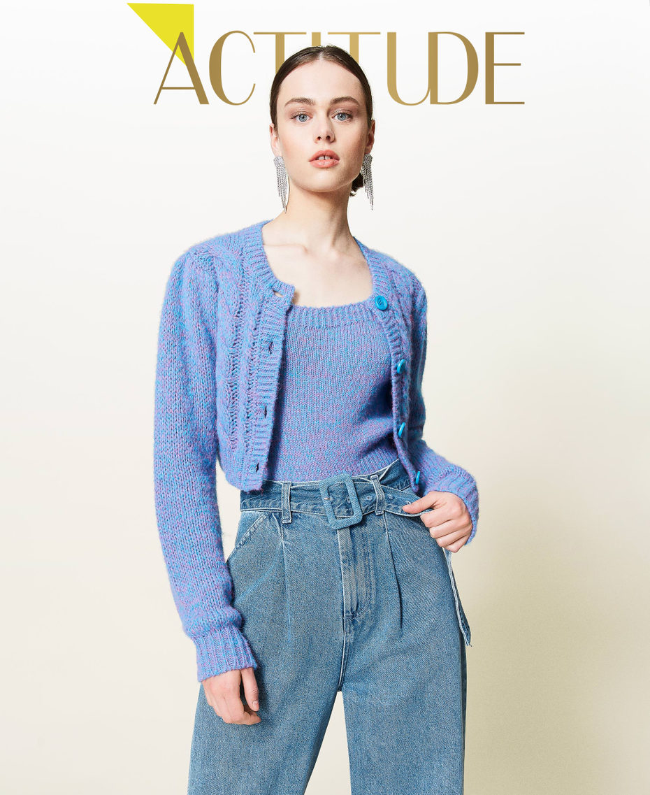 'Celestine' top and cardigan twin-set Purple Berry / Iceland Blue Multicolour Woman 212AP3243-01