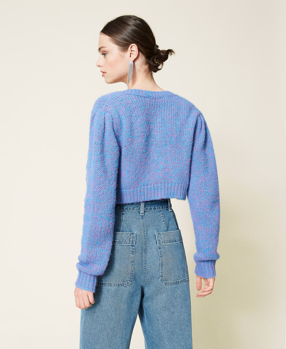 'Celestine' top and cardigan twin-set Purple Berry / Iceland Blue Multicolour Woman 212AP3243-04