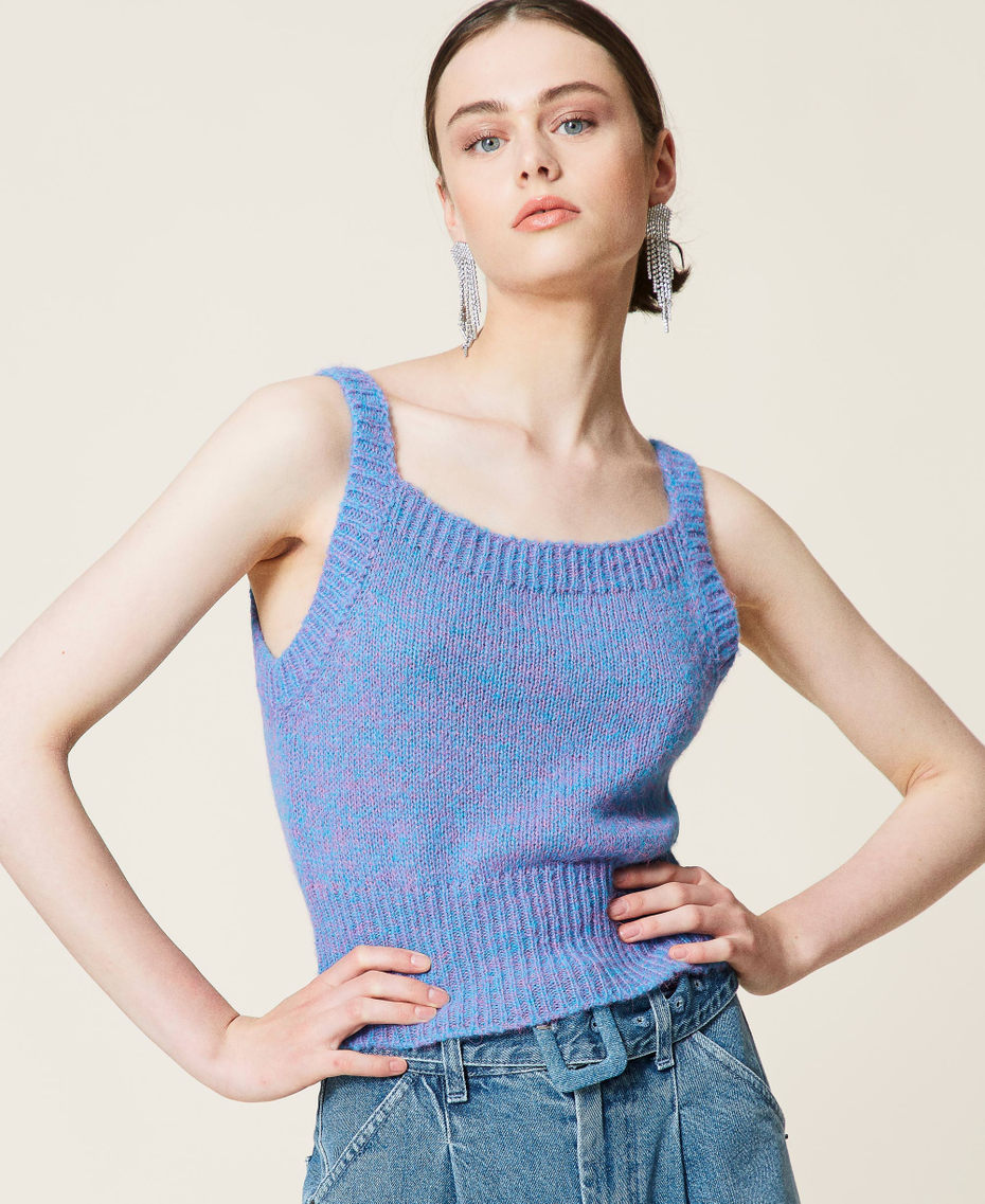 'Celestine' top and cardigan twin-set Purple Berry / Iceland Blue Multicolour Woman 212AP3243-06