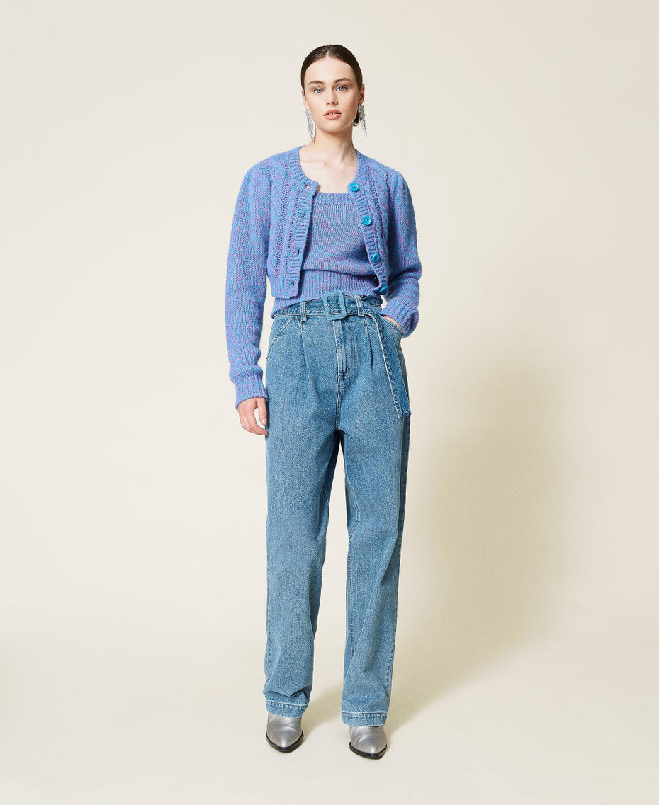 'Celestine' top and cardigan twin-set Purple Berry / Iceland Blue Multicolour Woman 212AP3243-0T