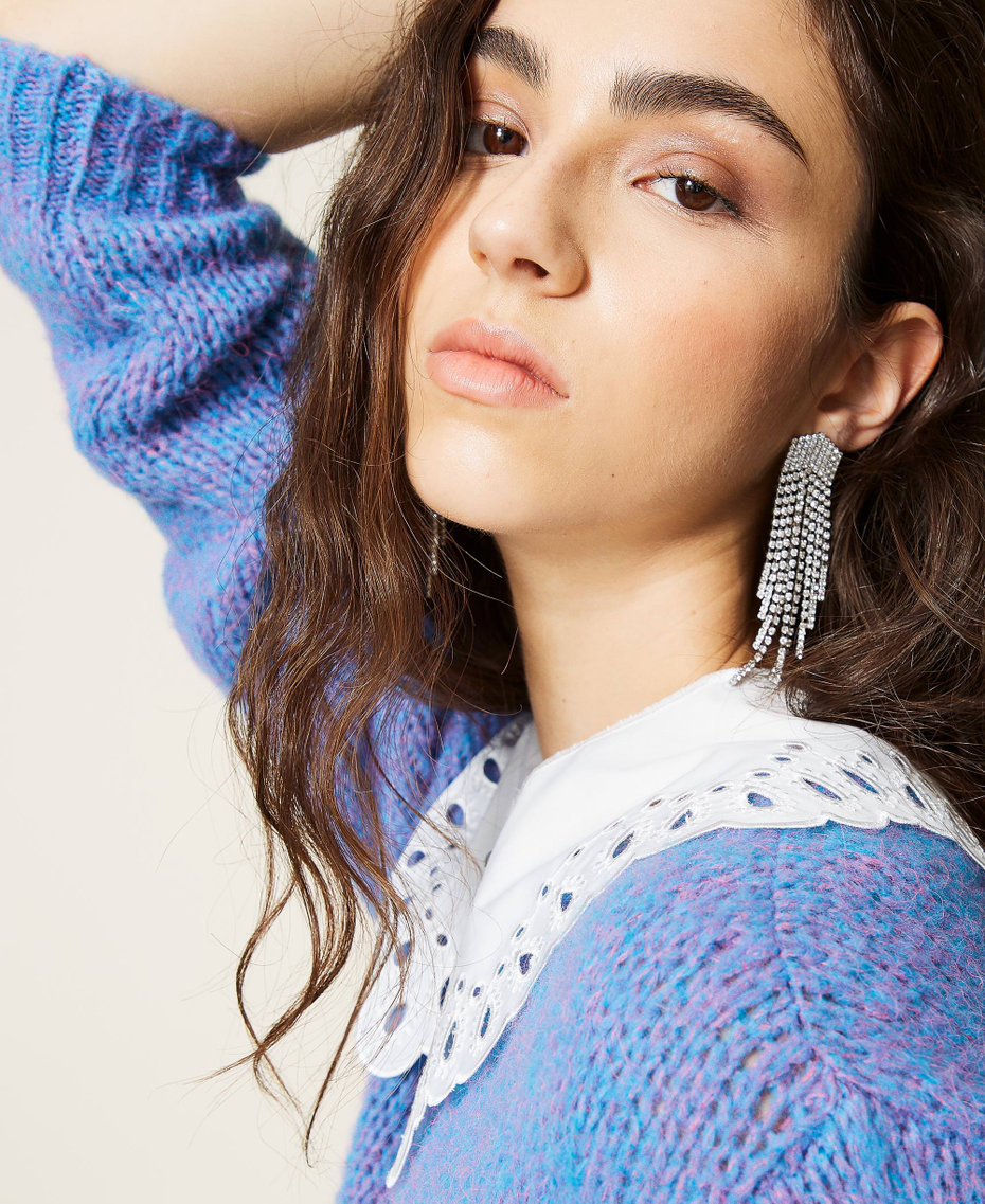 ‘Celestine’ alpaca blend jumper and collar Purple Berry / Iceland Blue Multicolour Woman 212AP3245-05