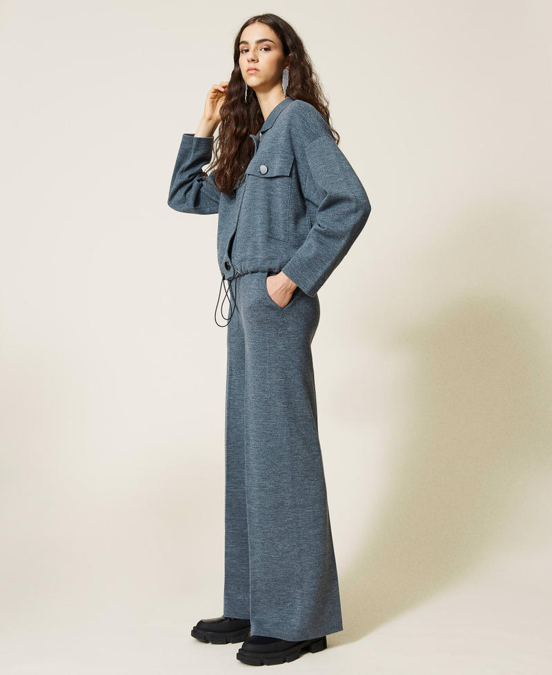 Wool blend wide leg trousers Melange Grey Woman 212AP3291-02