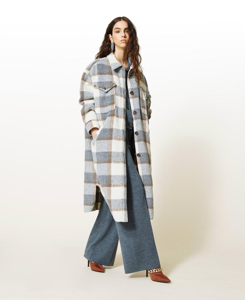 Wool blend wide leg trousers Melange Grey Woman 212AP3291-0T