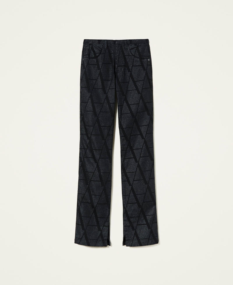 Glitter bell bottom jeans Black Denim Woman 212AT2010-0S