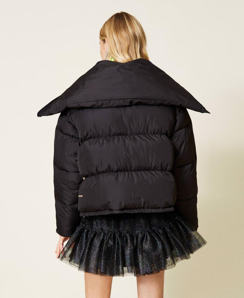 &lsquo;Alum&rsquo; short puffer jacket with logo print Black Woman 212AT2041-04