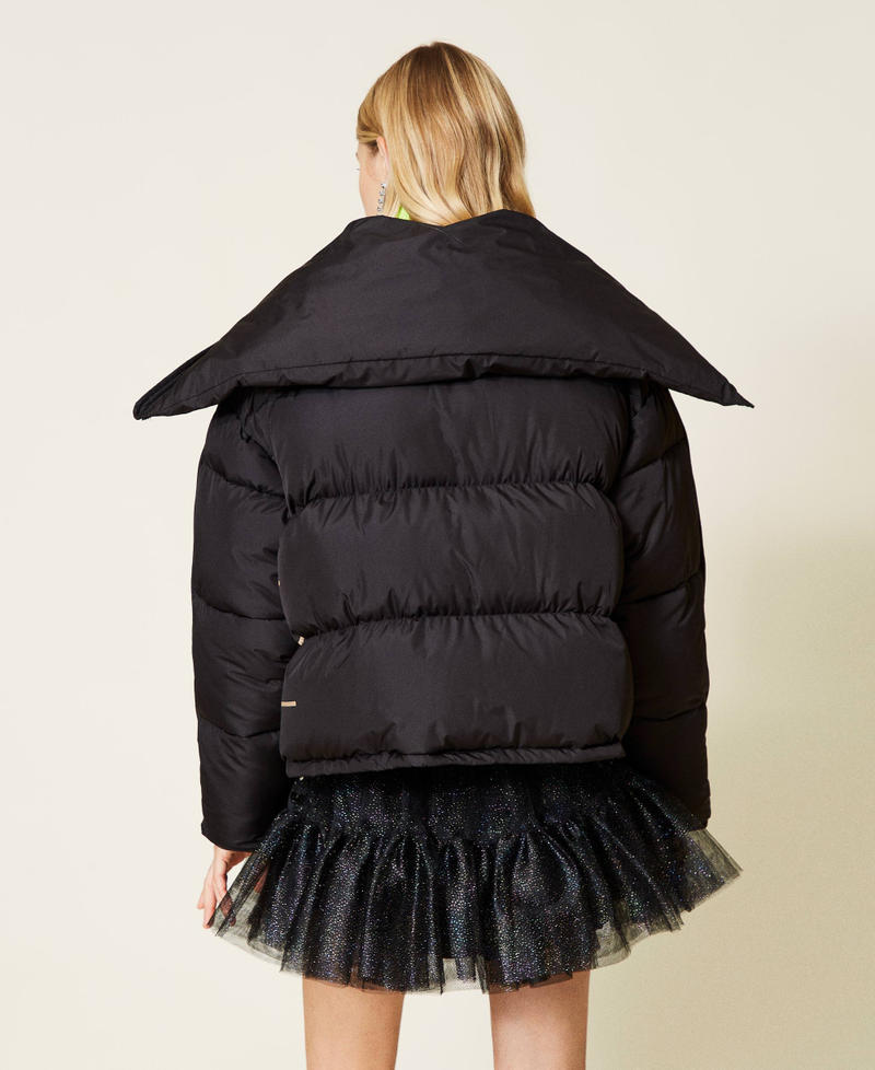 ‘Alum’ short puffer jacket with logo print Black Woman 212AT2041-04