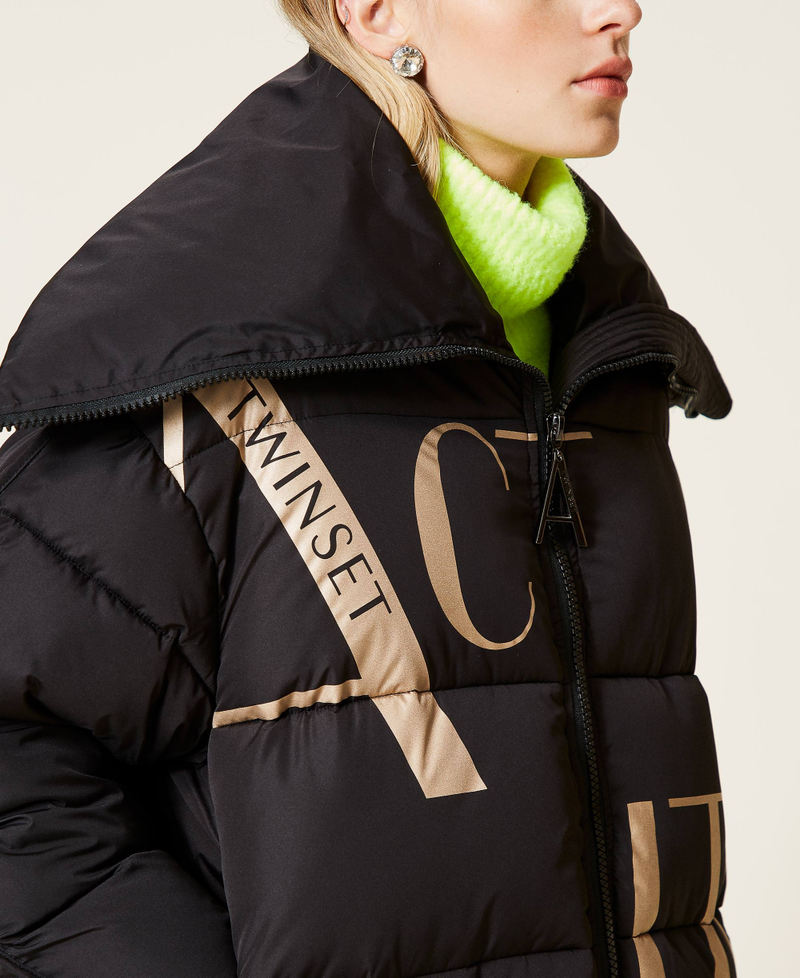 &lsquo;Alum&rsquo; short puffer jacket with logo print Black Woman 212AT2041-05