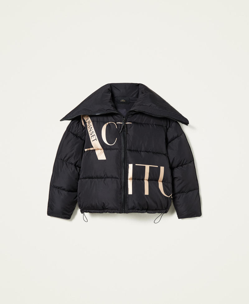 &lsquo;Alum&rsquo; short puffer jacket with logo print Black Woman 212AT2041-0S