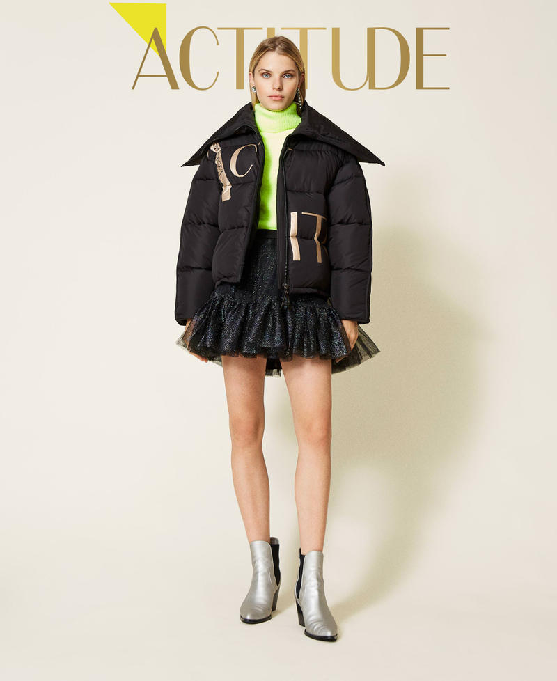 &lsquo;Alum&rsquo; short puffer jacket with logo print Black Woman 212AT2041-0T