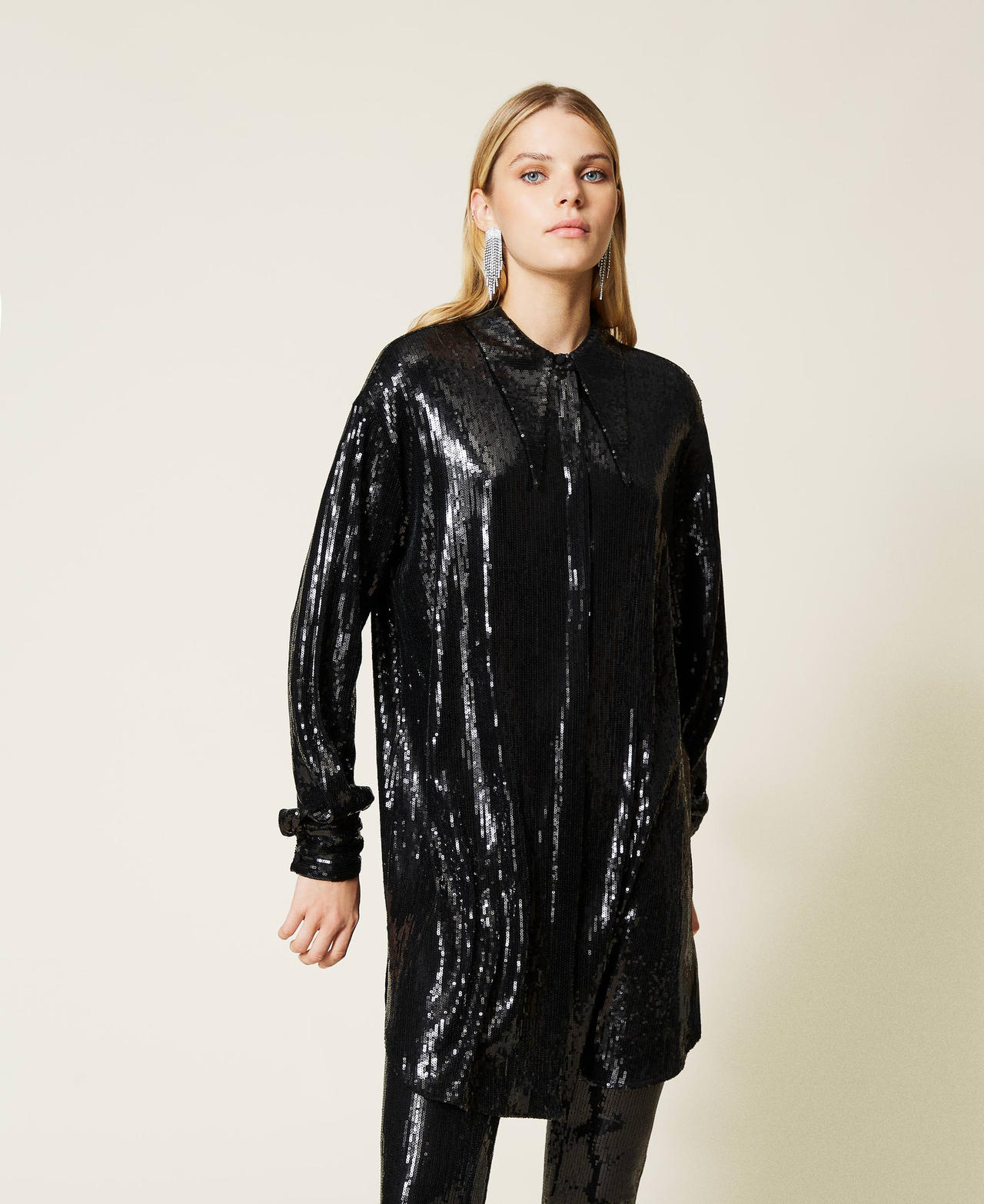 &lsquo;Titanium&rsquo; full sequin dress Black Woman 212AT2080-02