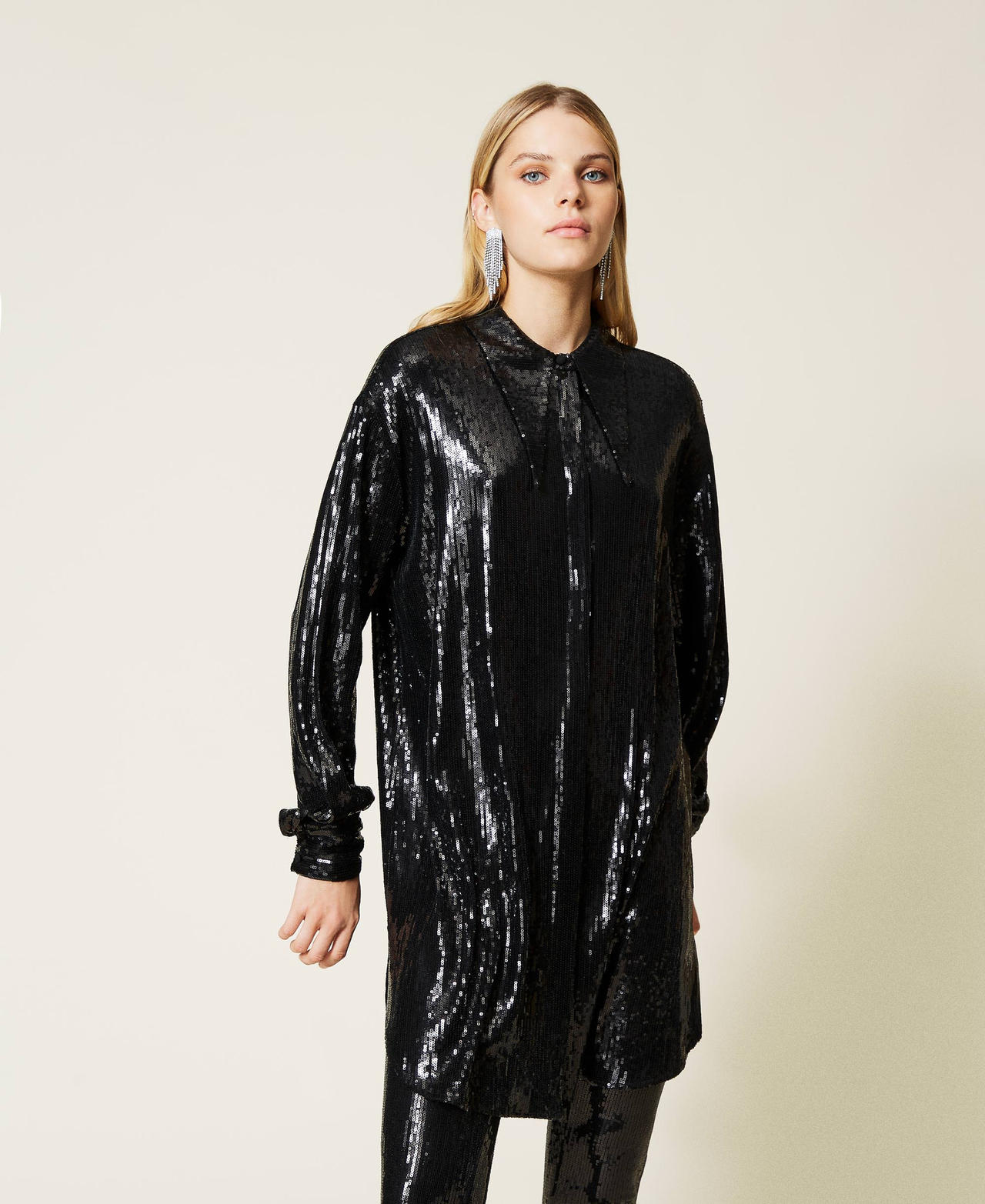 Robe « Titanium » entièrement ornée de sequins Noir Femme 212AT2080-02