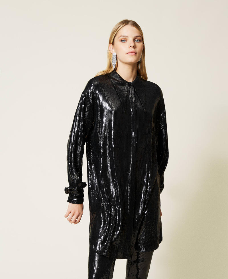 &lsquo;Titanium&rsquo; full sequin dress Black Woman 212AT2080-02