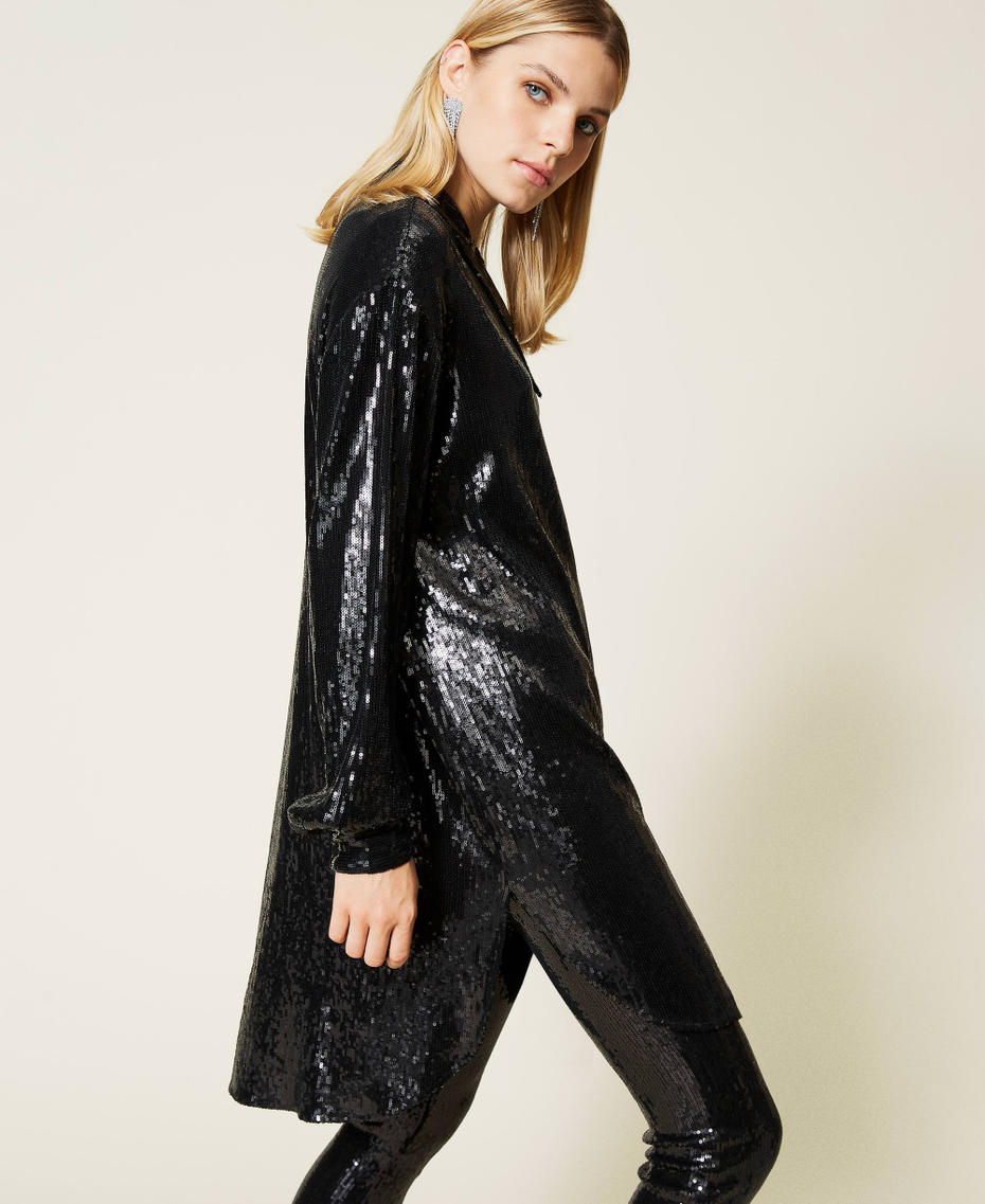 &lsquo;Titanium&rsquo; full sequin dress Black Woman 212AT2080-04