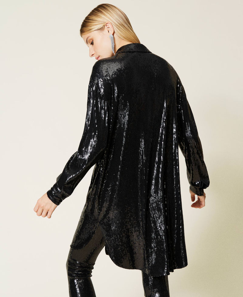 Robe « Titanium » entièrement ornée de sequins Noir Femme 212AT2080-05
