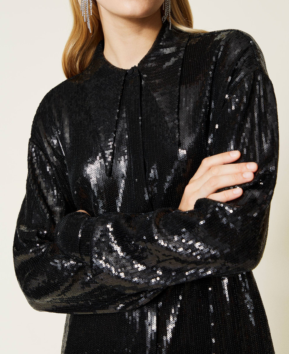 Titanium' full sequin dress Woman, Black | TWINSET Milano