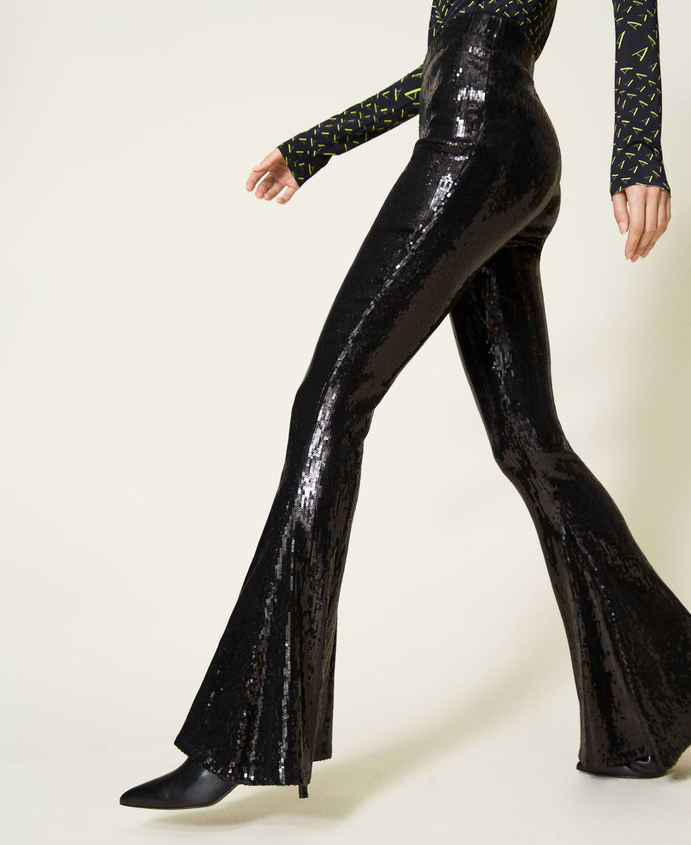 &lsquo;Titanium&rsquo; full sequin trousers Black Woman 212AT2084-04