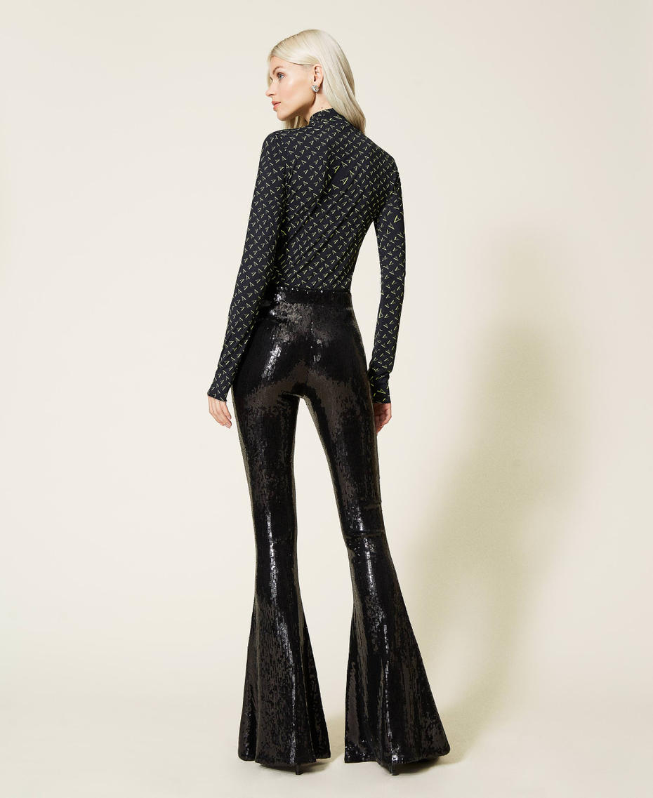 Pantalon « Titanium » entièrement orné de sequins Noir Femme 212AT2084-05