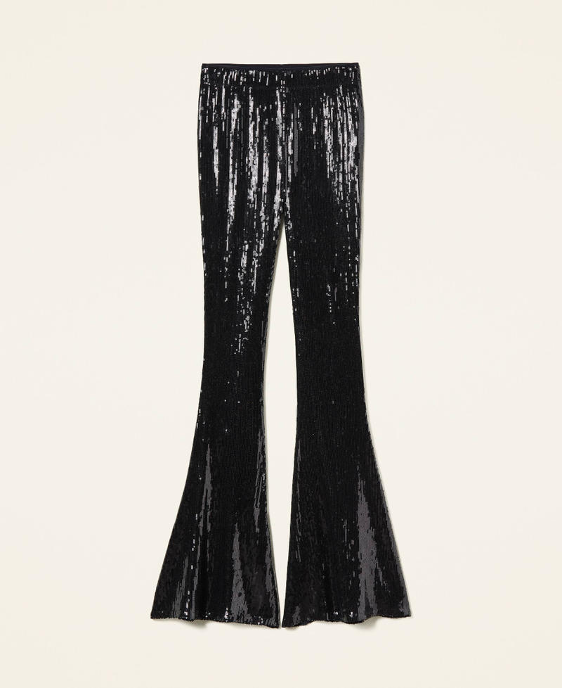 Pantalon « Titanium » entièrement orné de sequins Noir Femme 212AT2084-0S