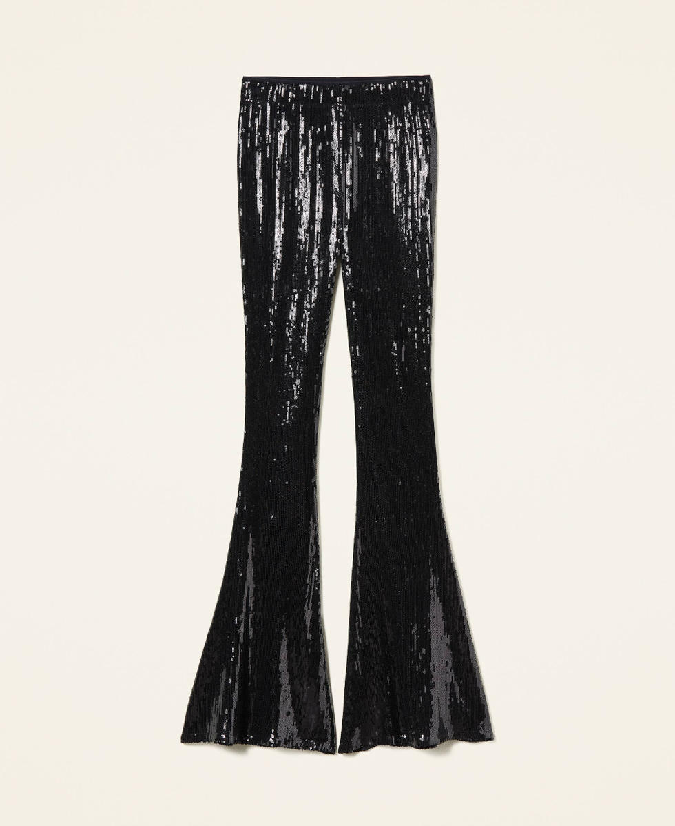 &lsquo;Titanium&rsquo; full sequin trousers Black Woman 212AT2084-0S