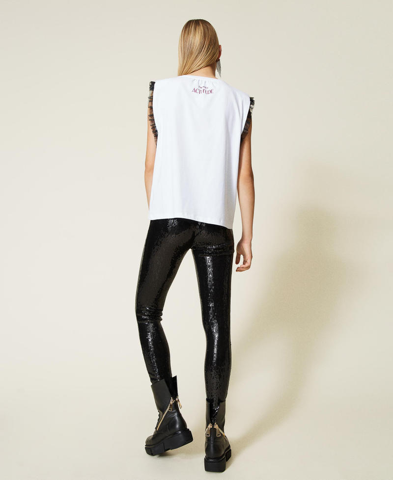 Leggings 'Titanium' in full paillettes Nero Donna 212AT2085-04
