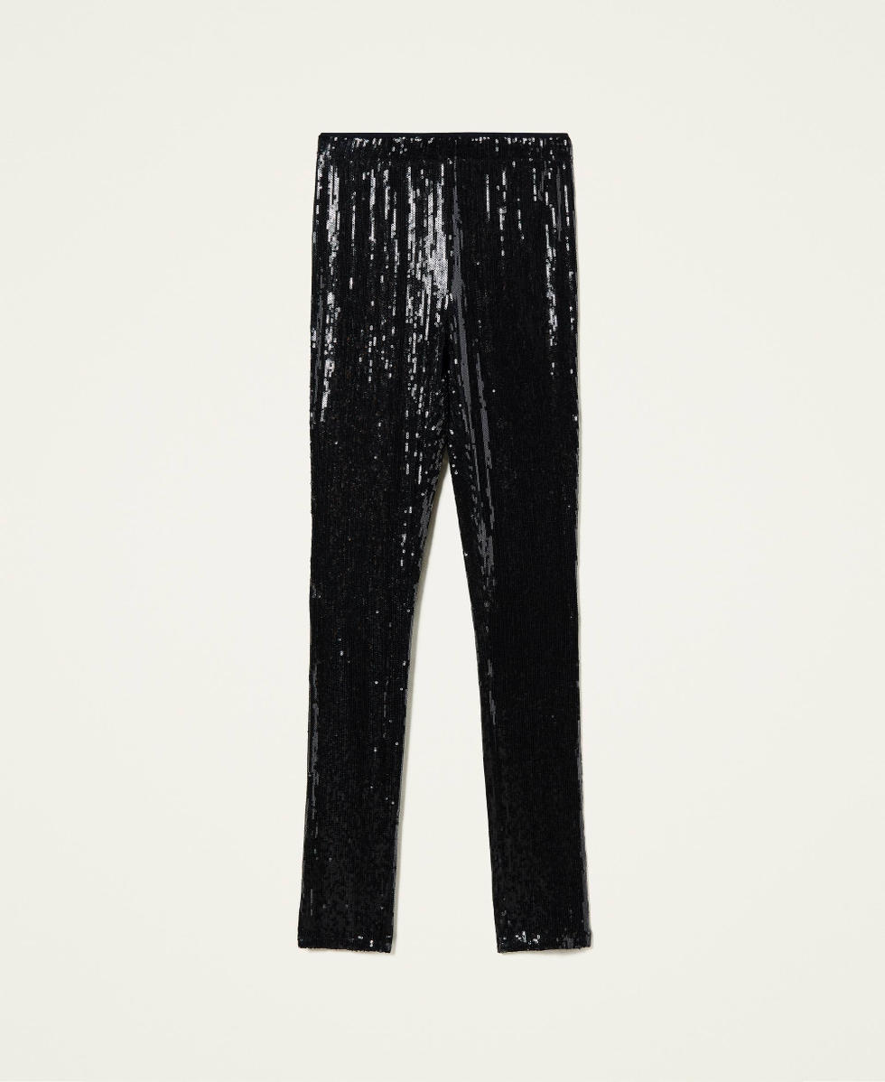 Legging &laquo;&nbsp;Titanium&nbsp;&raquo; enti&egrave;rement orn&eacute; de sequins Noir Femme 212AT2085-0S