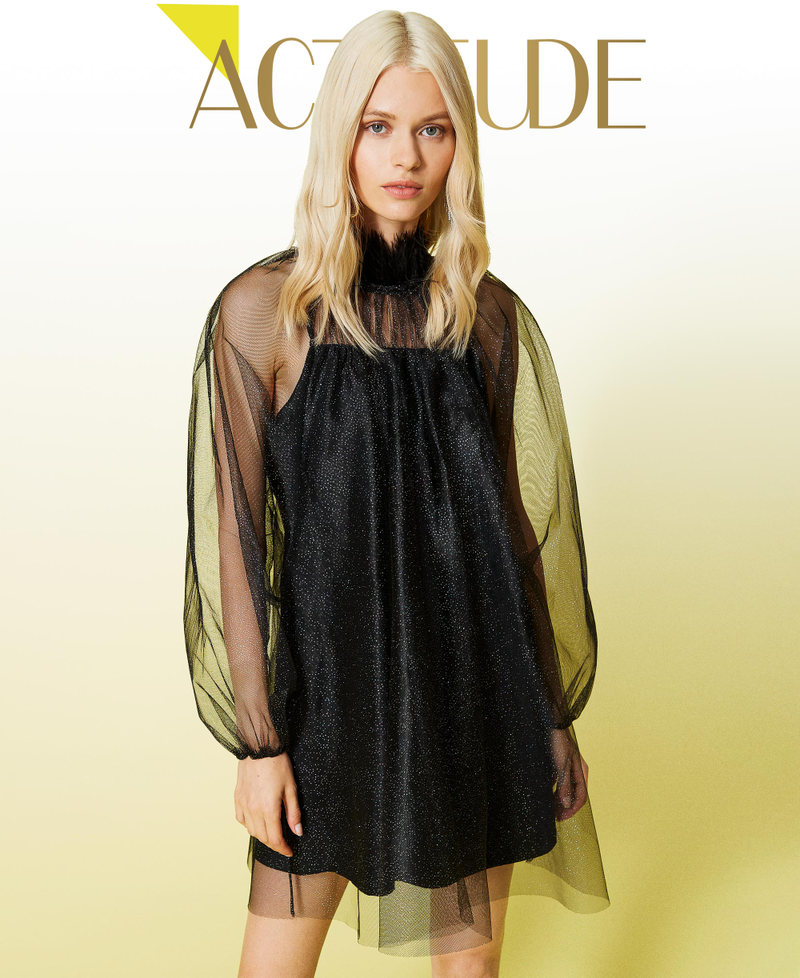 Robe &laquo;&nbsp;Amethyst&nbsp;&raquo; en tulle paillet&eacute; Noir Femme 212AT2142-01