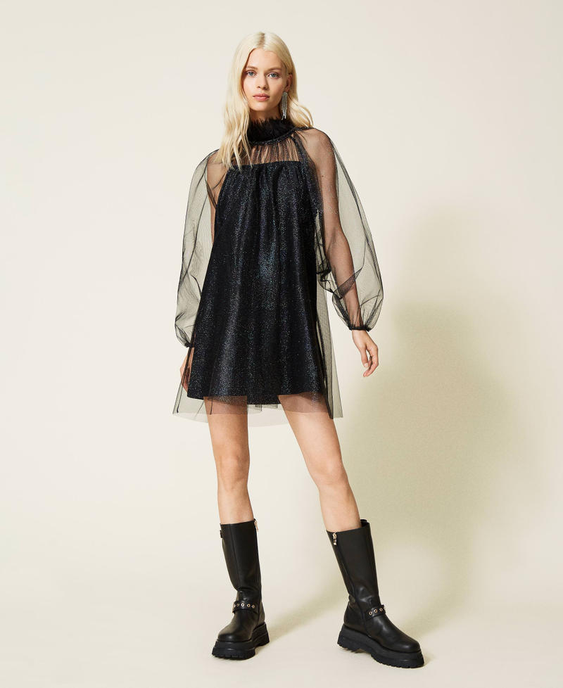 Robe &laquo;&nbsp;Amethyst&nbsp;&raquo; en tulle paillet&eacute; Noir Femme 212AT2142-02