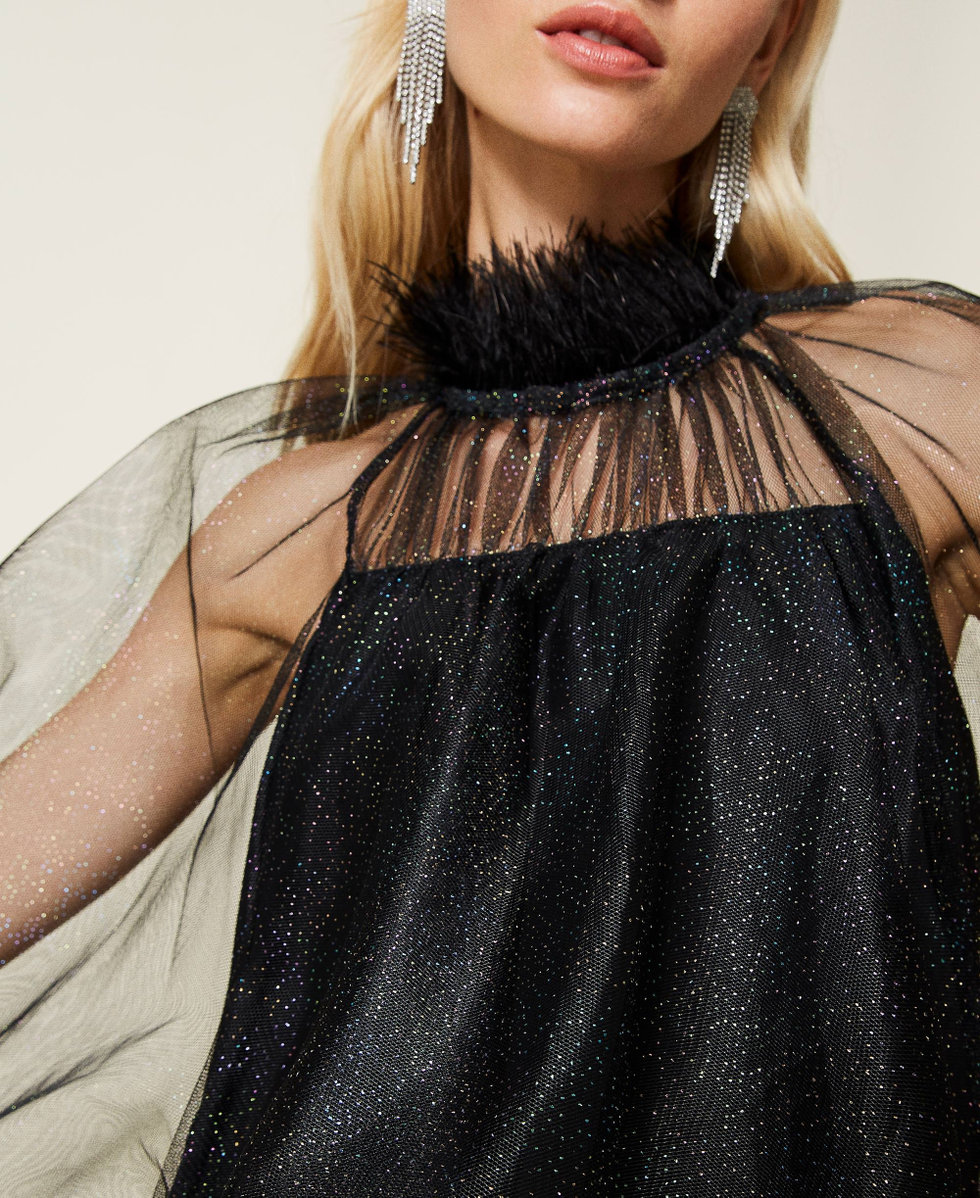 Amethyst' glitter tulle dress Woman, Black | TWINSET Milano