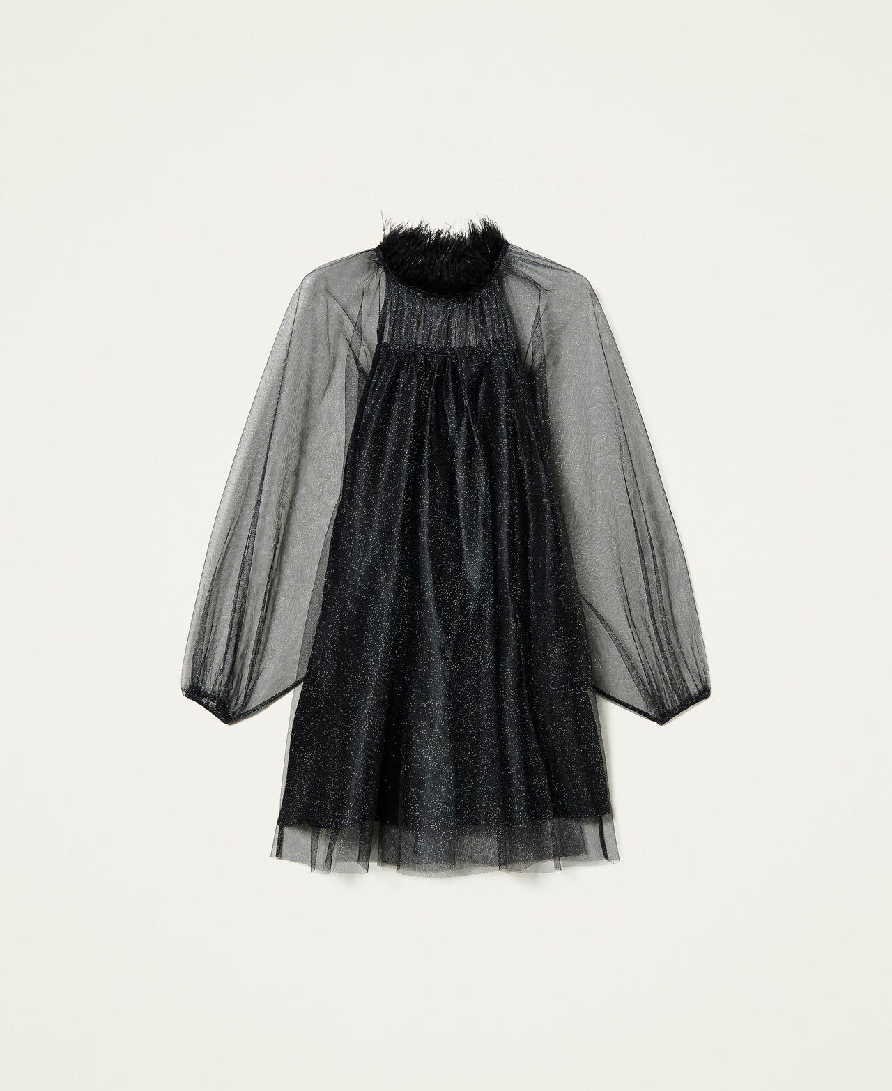 Kleid „Amethyst“ aus Glitzertüll Schwarz Frau 212AT2142-0S