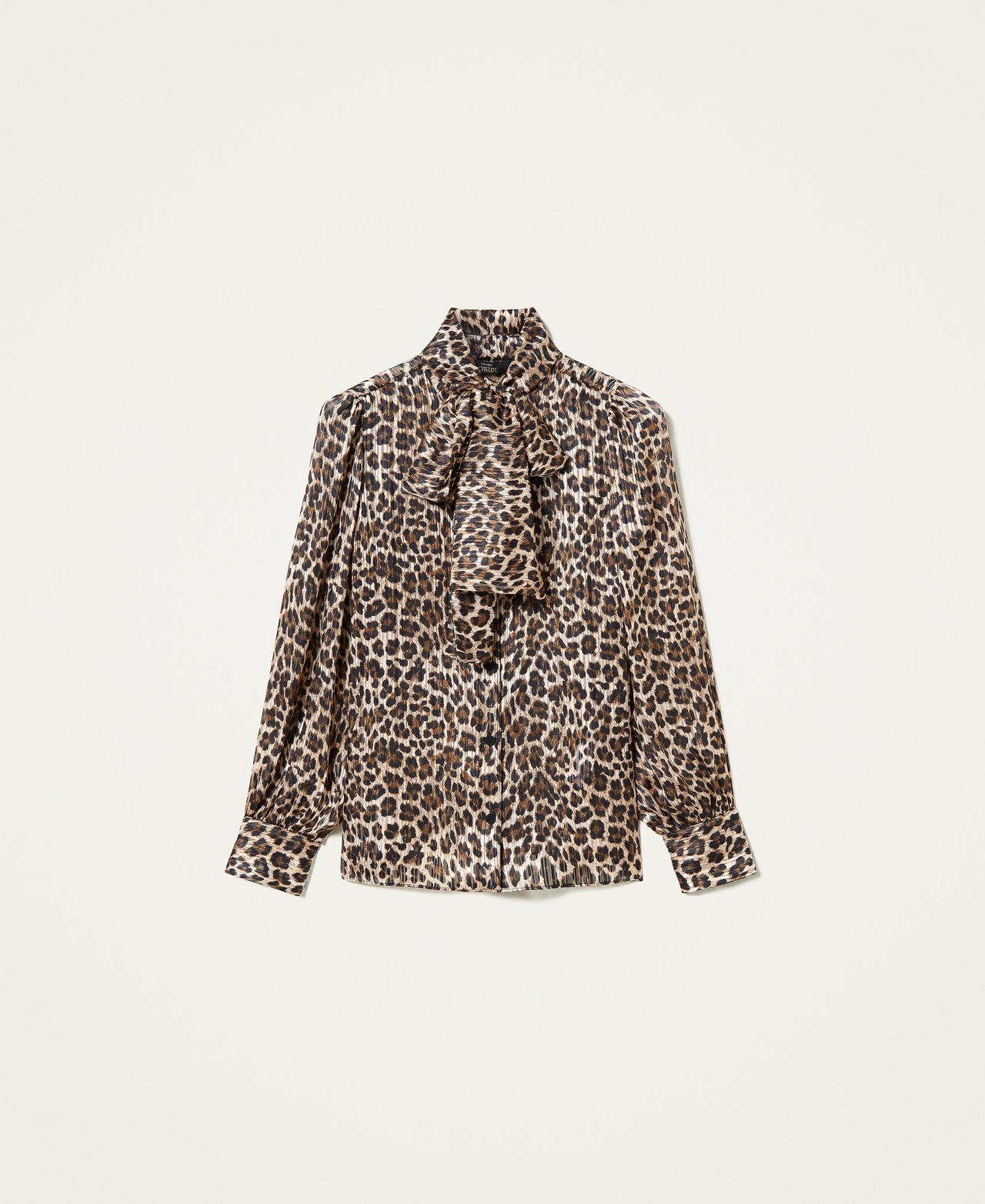 Camisa de jacquard de lúrex animal print Estampado Leopardo Mujer 212AT2150-0S