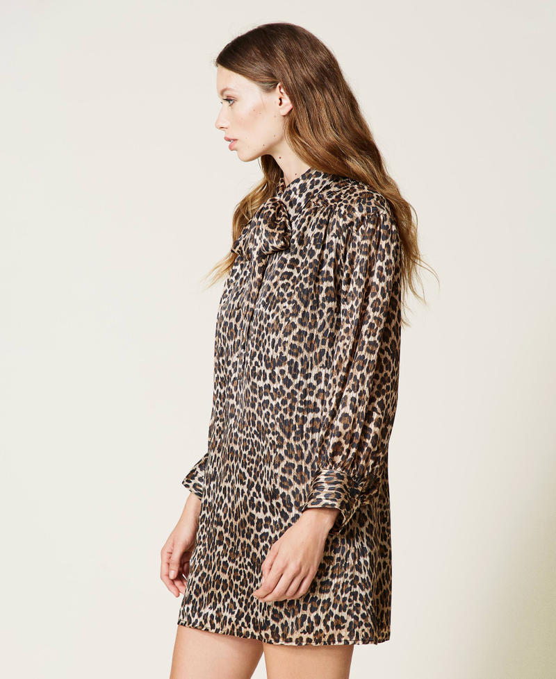 Жаккардовое платье с люрексом и животным принтом Набивной Леопард женщина 212AT2151-04