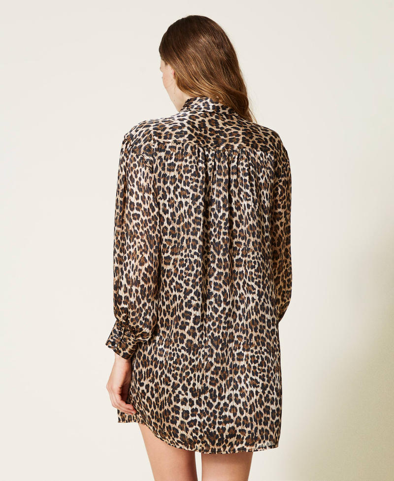 Kleid aus Lurex-Jacquard mit Animaldessin Leopardenprint Frau 212AT2151-05