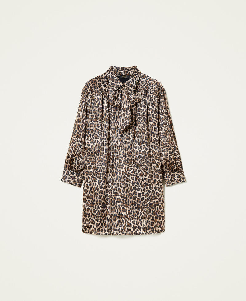 Kleid aus Lurex-Jacquard mit Animaldessin Leopardenprint Frau 212AT2151-0S