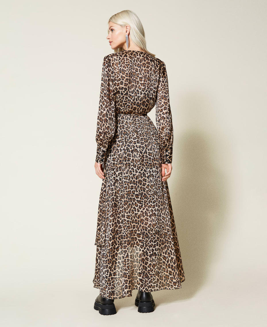 Vestido largo de jacquard de lúrex animal print Estampado Leopardo Mujer 212AT2152-05