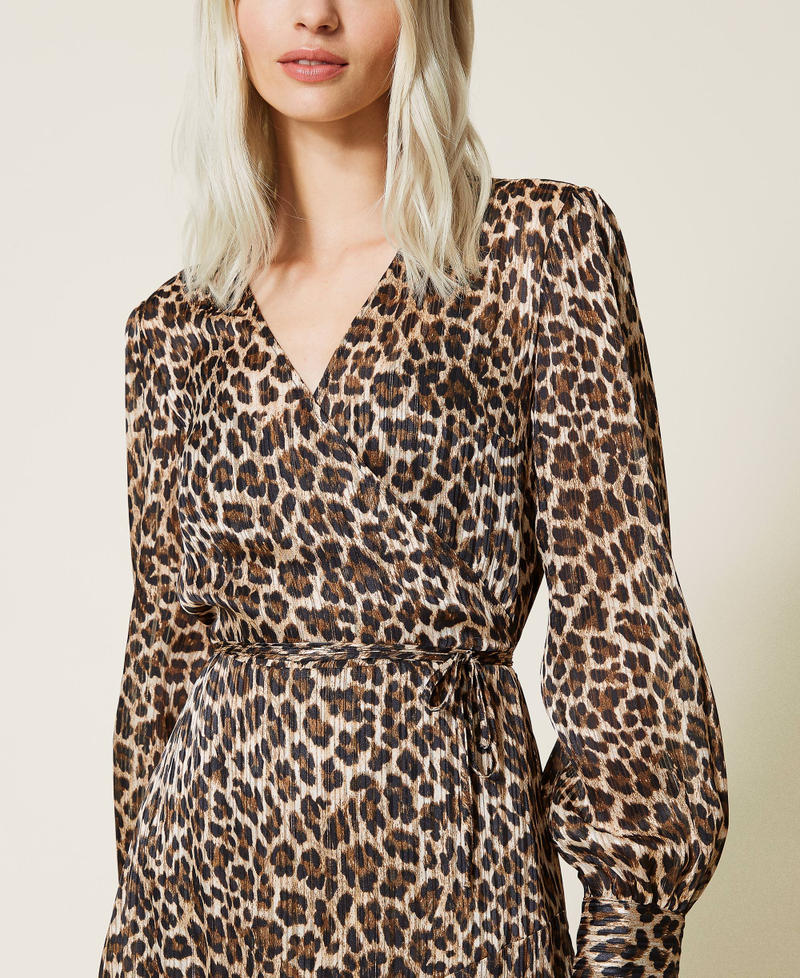 Vestido largo de jacquard de lúrex animal print Estampado Leopardo Mujer 212AT2152-06